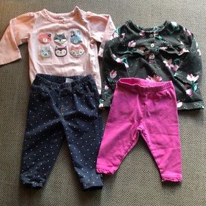 EUC, Carter Bundle Sets 6M pink floral & animal